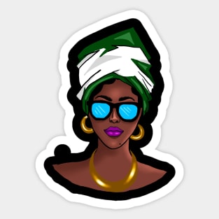 African women with Nigeria flag headscarf Sticker